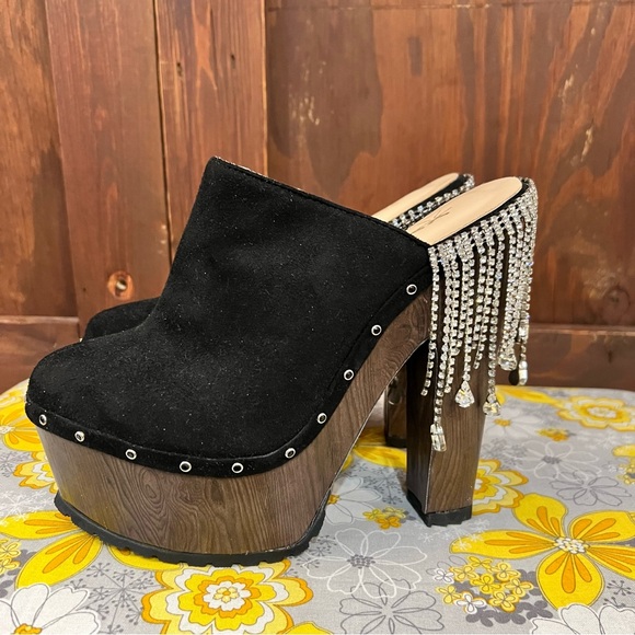 Clarks Shoes - Clarks Black Clogs with Rhinestone Fringe